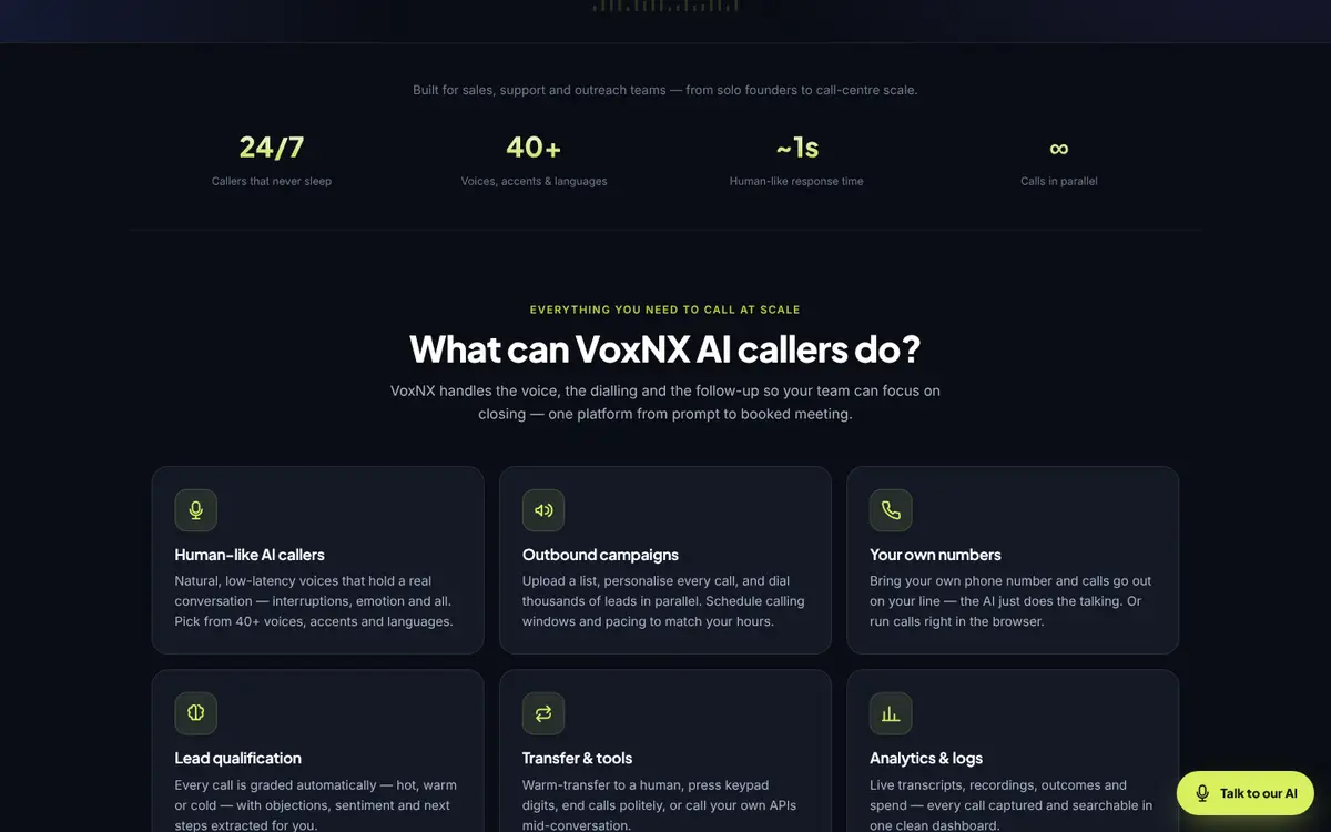 VoxNX — AI calling software with human-sounding voices — screen 3