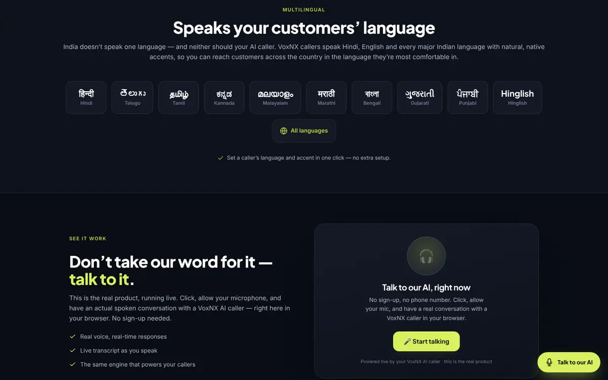 VoxNX — AI calling software with human-sounding voices — screen 5