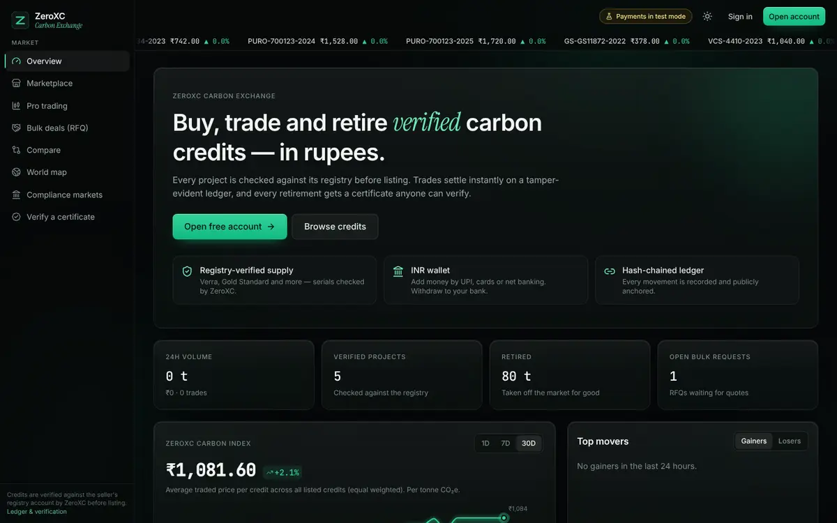ZeroXC — Agri-waste marketplace & carbon-credit exchange — screen 3
