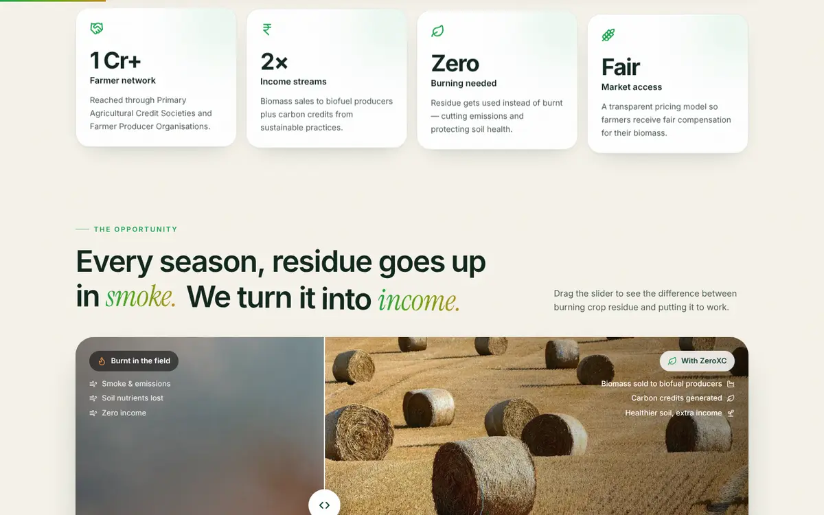 ZeroXC — Agri-waste marketplace & carbon-credit exchange — screen 5