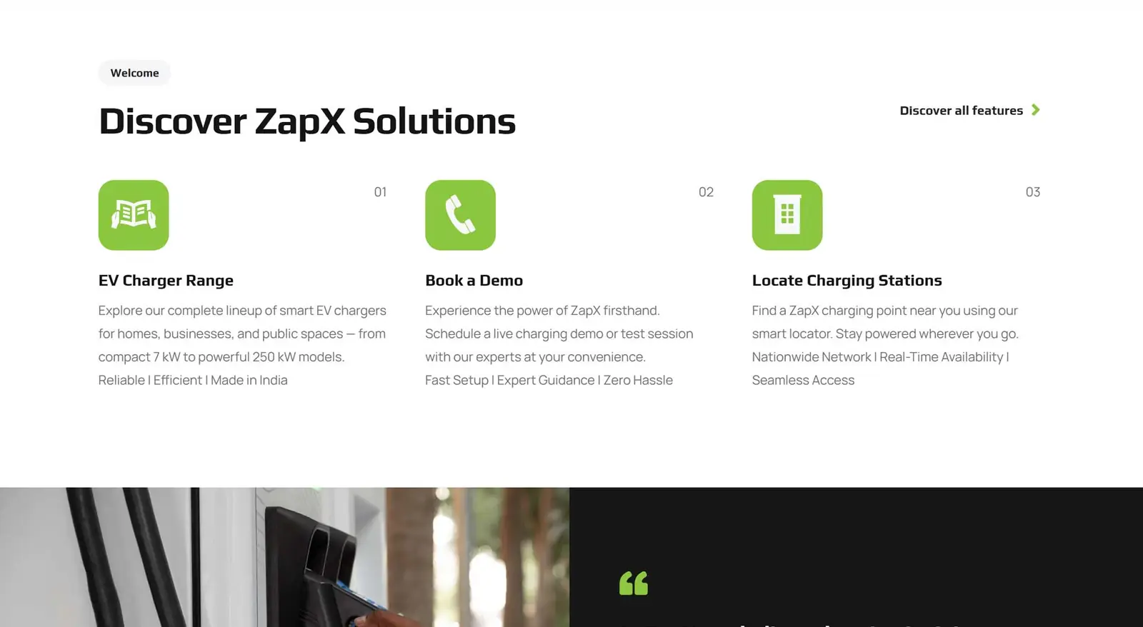 ZapX EV Chargers website by FutureFist — screen 3